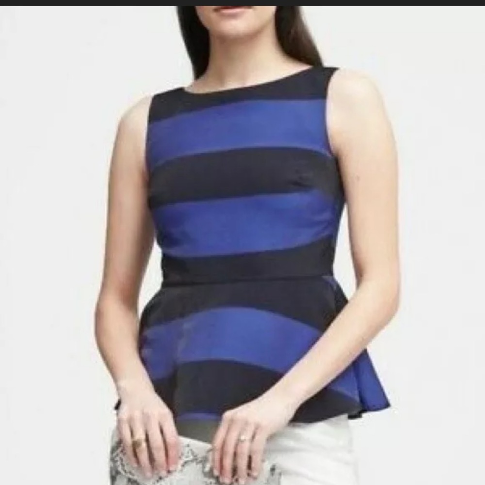 NWT Banana Republic Striped Peplum Top 0 - Picture 1 of 9